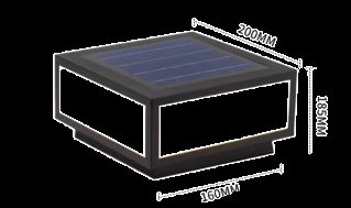 Solar pillar light with marble-effect panel, ABS body, 200 mm, Weichun Lighting